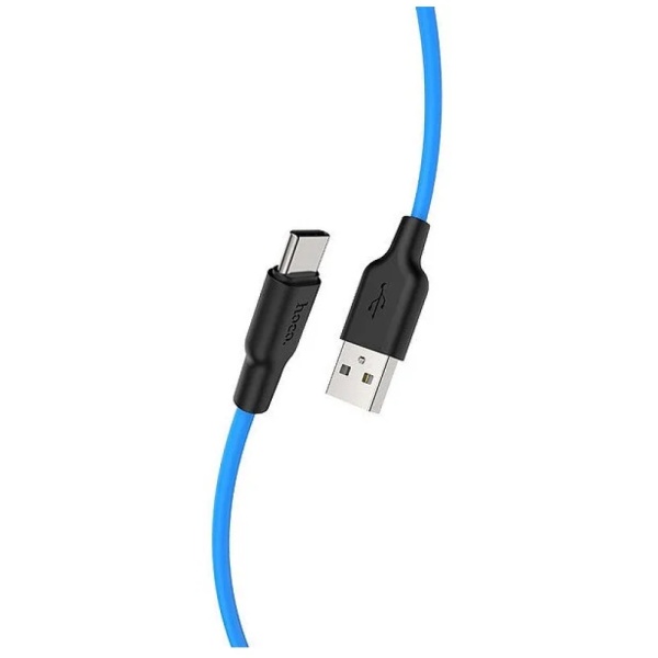 Кабель HOCO X21 Plus USB Type-C cable, 1м, 2.4A, чёрно-голубой